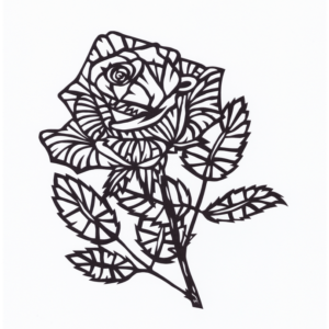 Rose als Papierschnitt im Jugendstil